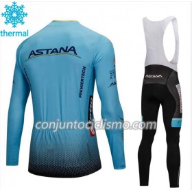 Conjunto Maillot + Culotte largo con tirantes Invierno Termico 2018 Astana Pro Team N001